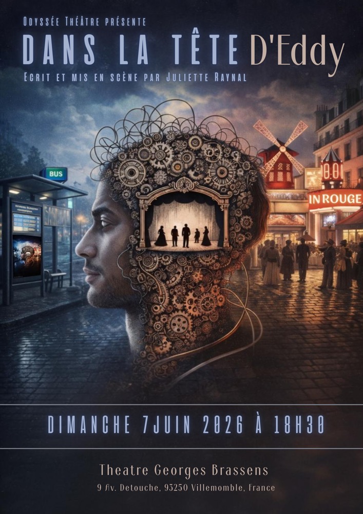 Affiche du spectacle « Dans la tête d'Eddy », dimanche 7 juin 2026 à 18h30, Théâtre Georges Brassens à Villemomble