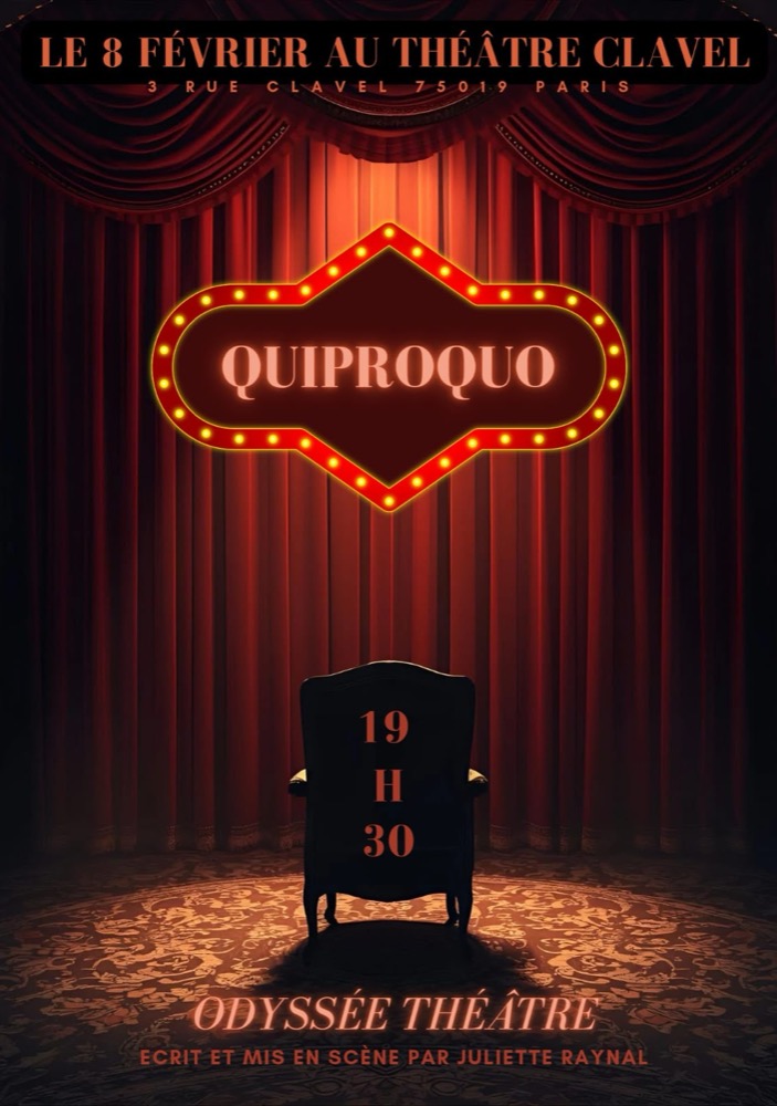 Affiche du spectacle « Quiproquo », le 8 février à 19h30 au Théâtre Clavel, Paris